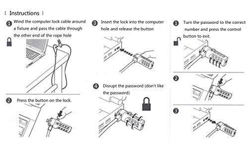 Aomgd 2 Pcs 6-Foot Laptop Lock Notebook Combination Lock Security Cable 4 Digit Password Protections And Theft Deterrent #TOP4