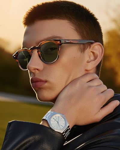 Image of CARFIA Retro Sunglasses for Men Polarized UV400 Protection, Cool Round Acetate Fashion Shades