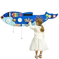 VEVOR Orca Activity Wall Busy Board Panels, 12 Activities, Montessori Sensory Wall Toy for Kids 3-12 Years, Montessori Learning Activity Center, Ideal for Toddler Playroom Nursery Classroom