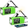 Emergency Radio, Multifunction Solar Charger Hand Crank NOAA Weather AM/FM Radio 4000mAh with USB Charged, Reading Lamp, Flashlight, SOS Alarm, Headphone Jack for Emergencies, 2 Pack