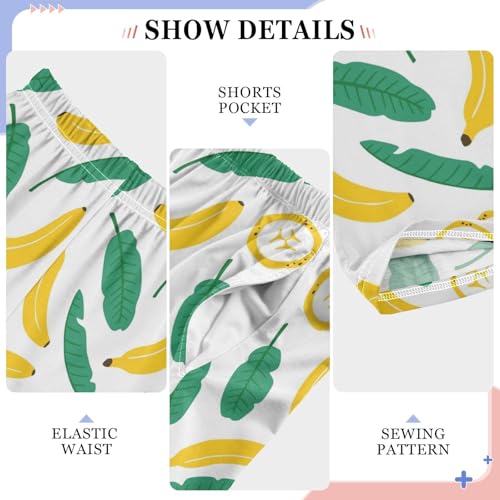 ZZXXB Banana and Leaves Boys Long Pants Soft Trousers Elastic Waist Kids Lounge Bottoms with Pockets S-XL4