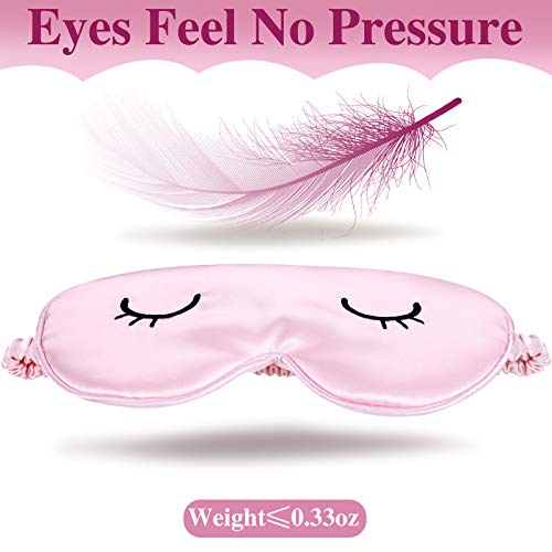 4 Pieces Sleep Eye Masks Silk Sleep Eye Cover Cute Lightweight Adjustable Eyeshade Mask Satin Night Eyeshade Covers For Women Men Sleep Travel Nap #TOP1