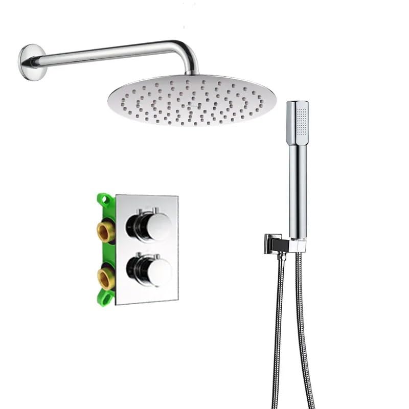 Mélangeur de douche avec coupure thermostatique et pomme de douche 10"