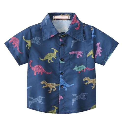 Boys Summer Hawaiian Polo Shirts Short Sleeve Aloha Shirts Kids Toddler Tropical Button Down Tops Active Golf Shirt