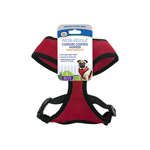 Image of Four Paws Walk-About Comfort Control No-Pull Harness for Dogs, Adjustable Soft Padded Breathable Air Mesh Dog Vest for Walking, Red, Large