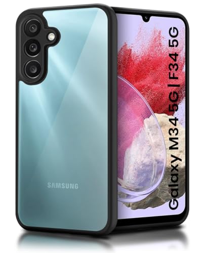 Image of WOW IMAGINE Shockproof Hybrid Back Cover for Samsung Galaxy M34 5G | F34 5G | Hard Slim fit Back Case | PC & TPU | Clear Transparent Case - Black