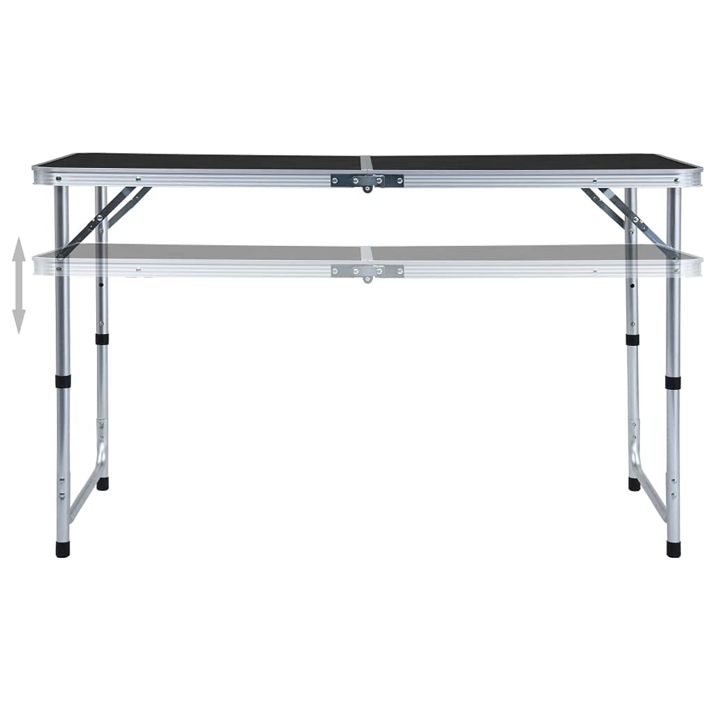Faltbarer Campingtisch, 120 x 60 cm, graues Aluminium, leichtes tragbares Design für Outdoor-Freizeitaktivitäten, Wandern, Picknicks und Campingmöbel, ideal für Reisen und Abenteuer
