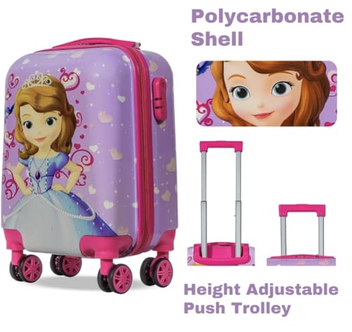 Image of ADSON Abs Kids Trolley 360 Rotating Luggage 360 Degree Wheels Non-Breakable 16 Inch Kids Hardsided Suitcase with 4 Wheels, 360 Degree Wheel Travel Trolley Bag (Design 12)