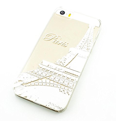 Clear Plastic Case Cover for Iphone 5 5s 5c- (Henna) Paris Eiffel Tower France (For iphone 5c)