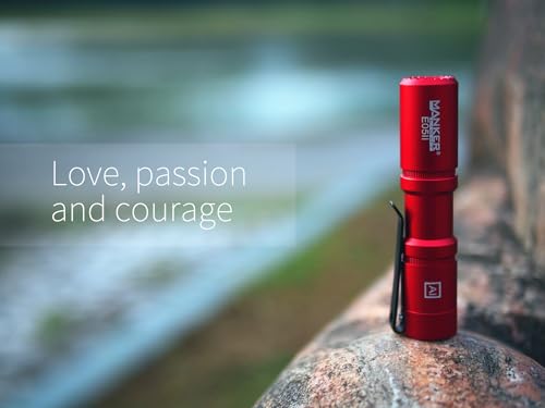 Image of Manker E05 II High Output EDC Flashlight Eeay to Carry, for Camping, Hiking (Red, 1300 Lumens 6500K Cool White)
