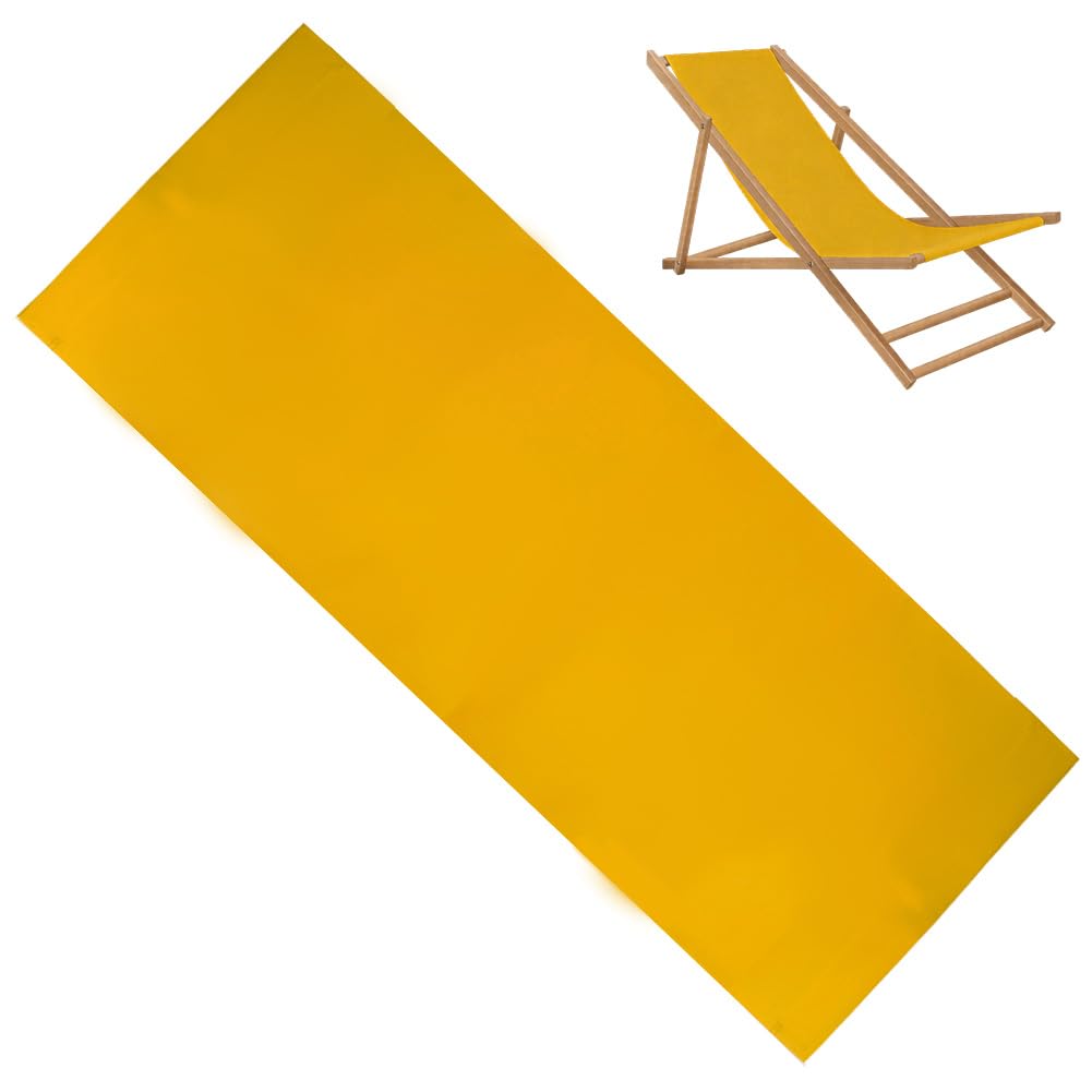 GORGECRAFT 120x43.5cm Thicker Beach Sling Patio Chairs Canvas Gold Folding Chair Replacement Outdoor Chairs Cloth Replacements Portable Reclining Sling Chair Fabric for Summer Vacation Sunbathing