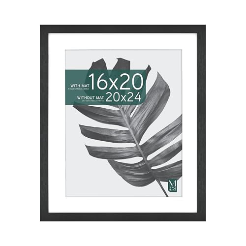MCS Studio Gallery 20x24 Matted Poster Frame with 16x20 Picture Display, Black Woodgrain Vertical & Horizontal Wall Hanging Large Picture Frame for Photos, Posters & Art Prints (1-Pack)