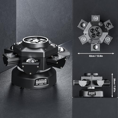 180W Moving Head LED RGBW Partylicht LED Strahler Bühnenlicht dmx512 Soundaktivierter Lichteffekt mit 6 Lichtarmen für DJ Bar Geburtstag Disco Hochzeit Scheinwerfer