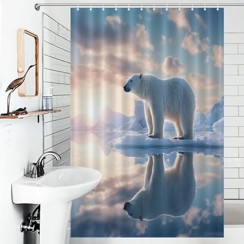 Rideau de douche ours polaire étanche en polyester 122x183 cm