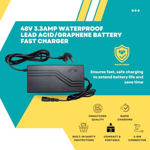 Image of 48V 3.3A Waterproof Electric Scooter Charger for E-Bike | Lead Acid & Graphene Battery Charger | 24Ah-32Ah (4x12V) | Fast & Rapid Charging | 4 Battery Electric Scooter Charger