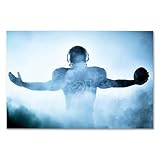 Postereck - 1523 - Joueurs de football, NFL Brouillard Sport Amérique USA - Poster mural photo tableau mural - Leinwand - 60,0 cm x 40,0 cm