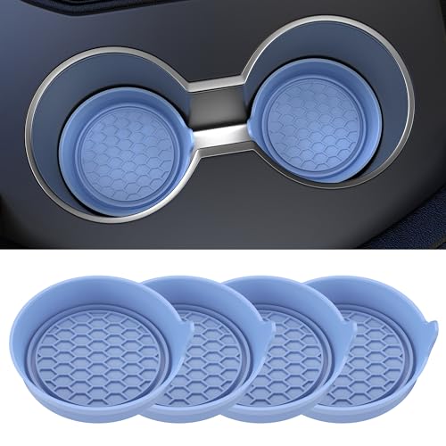 Image of Amooca Car Cup Coaster Universal Automotive Waterproof Non-Slip Cup Holders Sift-Proof Spill Holder Car Interior Accessories 4 Pack Gray Blue
