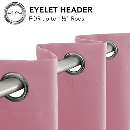 Image of Deconovo Pink Blackout Curtains Solid Thermal Insulated Eyelet Curtains for Nursery 46 x 54 Inch Pink 2 Panels