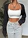 SPR&JOY Women’s Bolero Shrug Sweaters Open Front Long Sleeve Knitted Cropped Tops Casual Fashion Cardigans Black