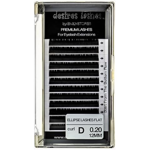 DESIRES LASHES By EMILYSTORES Ellipse Lashes Flat 0.20mm Thickness D Curl Length 12mm Lashes Extensions Single Size For eyelash Extension(Ellipse,Flat0.20,D,12mm) Cover