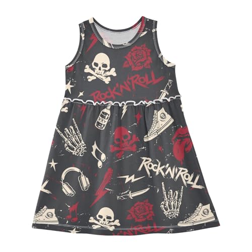 Corgi Tricolor Dog Cartoon Girls Dresses Casual Toddler Summer Dresses Outfits for Little Kids 2T-8Y