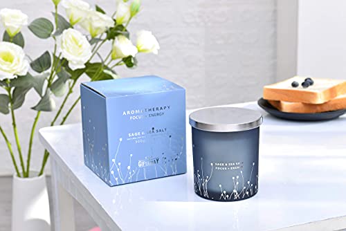 White Sage Sea Salt Wood Wick Soy Scented Candle, 10.6 oz | Sage Candle for Cleansing House | Aromatherapy Energy Cleansing Candle for Home, Meditation, Clean Burning Long Lasting - Image 8