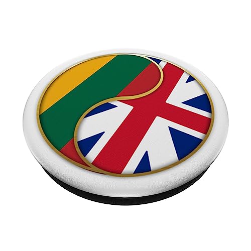 Lithuanian British Flag England Lithuania British Lithuanian PopSockets Swappable PopGrip, Black - Image 2