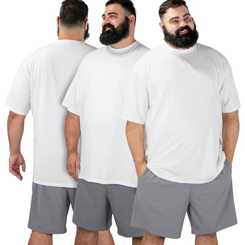 BRISIRA Big and Tall Shirts for Men Undershirts 3-Pack Lightweight Casual Tee Breathable Soft Short Sleeve T-Shirts Crew Neck