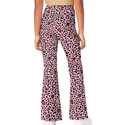 Girls Flared Yoga Pants High Waisted Athletic Leggings Leopard Print Sweatpants for Dance Running Casual4