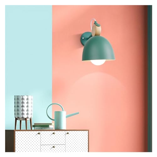 Aplique de pared redondo de hierro y madera maciza para dormitorio 5