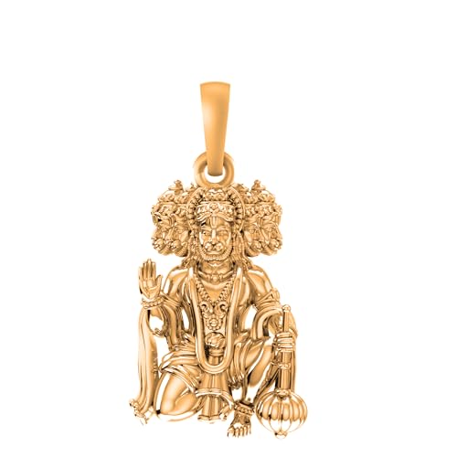 Pendentif Dieu Panchmukhi Hanuman en argent plaqué or AMZ-83
