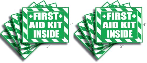 Image of Wrapco First Aid Kit Inside Sticker, Decal, Self Adhesive Vinyl Sign For Trucks or Equipment (Pack of 2)