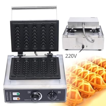 1500W Edelstahl Antihaft Waffeleisen Waffeln Am Stiel Waffelmaschine Kommerzielles Corn Dogs Hotdog 50-300 ℃ Non-Stick – Bild 3
