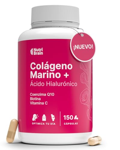 Colágeno Marino Hidrolizado Puro + Ácido Hialurónico, Coenzima Q10, Biotina & Vitamina C | 150 Cápsulas | Alta Biodisponibilidad | 5 Meses | Péptidos Tipo I | Piel, Cabello, Uñas, Articulaciones