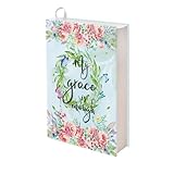 FOR U DESIGNS Small Bible Book Covers for Paperbacks, My Grace is Enough, Adjustable Book Dust Jacket Cover, Stretchable Book Covers for Hardcover Books Textbooks