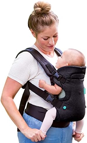 Infantino Flip 4-in-1 Convertible Baby Carrier, Adjustable, Ergonomic Babywearing, Registry Essential, Baby Carrier for Newborn to Toddler, Black