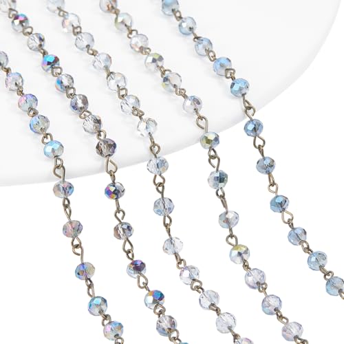 PH PandaHall 5 Strands 3.3 Feet Faceted Crystal Glass Beads