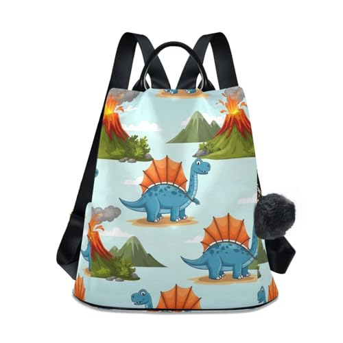 Sac à dos motif dinosaure bleu pour femme : fini la peur des pickpockets