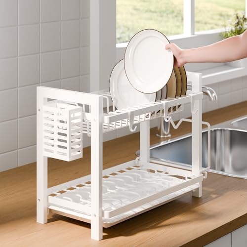 niffgaff Estante de Dish Escurreplatos Acero Inoxidable Cocina (43.5 * 24.5 * 34.5), Primer Piso Escurridor de Platos para Fregadero, Escurre Platos Armarios, Escurreplatos Blanco - imagen 6