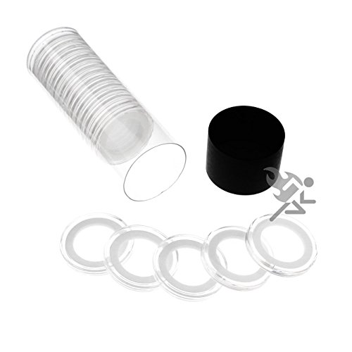 Black Lid Capsule Tube con 20 coin holders de 23mm miniatura 1