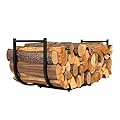 Skcoipsra 33Inch Firewood Rack, Heavy Duty Metal Firewood Stand for Indoor Outdoor, Fireplace Log Holder for Wood Storage, Wood Stove Accessories Rack for Courtyard, Patio, Home