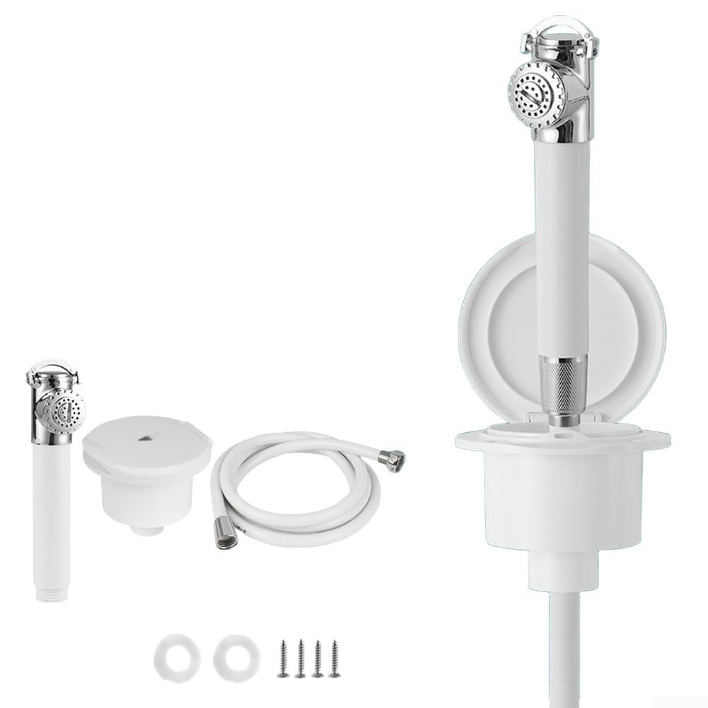 Kit de alcachofa de ducha para yate retráctil con manguera de acero inoxidable de 2,5 m (4 m)