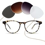 Sym Optic Brille mit Sehstärke von -4,00 bis +4,00 mit auswechselbaren Gläsern in 6 Farben für Kurzsichtigkeit und Weitsichtigkeit - Unisex (für Damen & Herren) - Kiez Kollektion Modell Nikolai