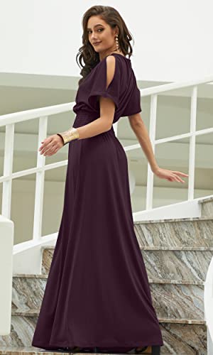 Image of KOH KOH Womens Split Sleeves Smocked Elegant Cocktail Long Maxi Dress