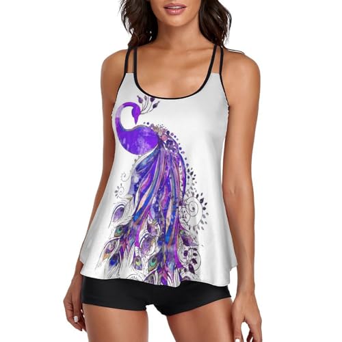 Maillot de bain tankini violet ensemble bikini shorty robe de plage femme
