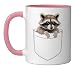 Pocket Raccoon Funny Raccoon In Pocket Raccoon for men women Ceramic Mug, Pink/White