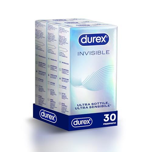 Durex Invisible, Preservativi Ultra Sottili, 30 Profilattici