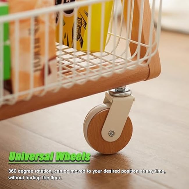 3-Tier Rolling Snack Organizer Trolley for Kids Room & Kitchen, Space-Saving Candy, Chips & Drink Holder, Versatile Food Storage Shelf (Style B)-Mnje5vng