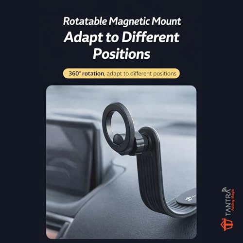 Image of TANTRA 360 Rotating Car Phone Holder for Dashboard - Flexible Adjustable Mobile Stand with Memory Spring Clip | Universal Smartphone Mount for iPhone, Samsung & All Mobile Phones