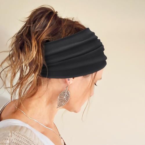 Image of DRESHOW 4 Pack Turban Headbands for Women Wide Vintage Head Wraps Knotted Cute Hair Band Accessories